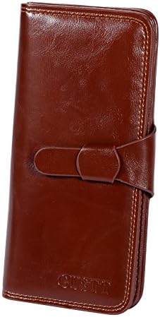 GUSTT Womens RFID Blocking Large Capacity Leather Bifold Wallet Multi Card Organizer with 23 Card Slots (Brown)
