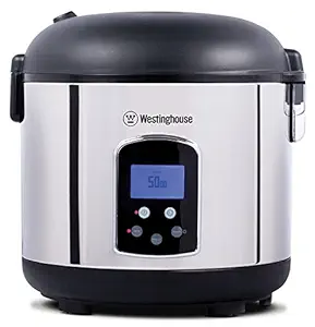 Westinghouse - WRC301S Rice Cooker, Hot Cereal Oatmeal Cooker, Food Steamer, 20 Cup, Stainless Steel and Black