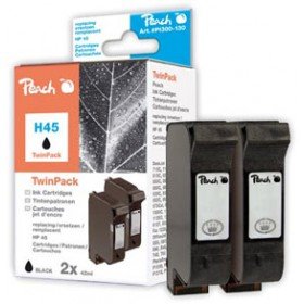 Peach H45 bk Doppelpack Druckköpfe kompatibel zu Kodak, HP, Apple 51645A, Nummer 45, schwarz