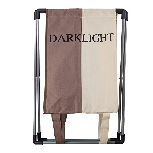 Intirilife – Wäsche-Sammler aus waschbarem Stoff mit Aufschrift und 2 Fächern – Wäsche-Korb Wäsche-Box Wäsche-Truhe Wäsche-Sack Wäsche-Puff in CREME-BRAUN - 5