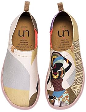 UIN Afrikanische Schönheit Bemalte Canvas Slip On Schuhe Damen Beige