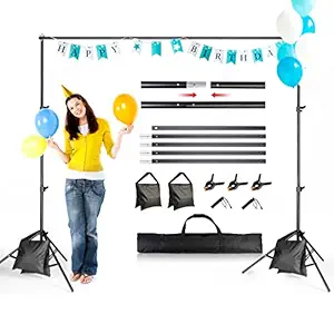 Photo Backdrop Stand 6.5 x 10 ft, Photo Video Studio Adjustable Backdrop Stand for Parties, Wedding, Photography, Advertising Display