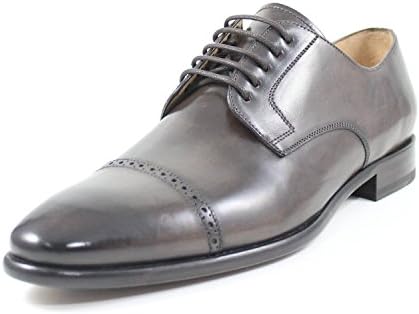 GIORGIO REA MEN'S ELEGANT BROWN LACE UPS HANDMADE SHOES MADE IN ITALY GENUINE CALFSKIN REAL LEATHER OXFORDS RICHELIEU BROGUE GENTLEMEN (41, Chocolate)