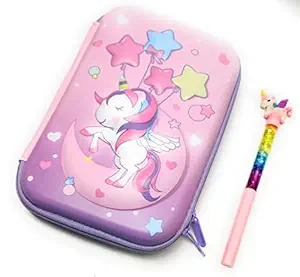 Tera13 Unicorn Pencil Case Glitter Pen for Girls Multicolor -Pack of 2