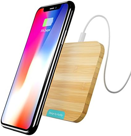 Auckly iPhone X Wireless Charger, Bamboo Qi Wireless Charging Pad Ultra Slim for iPhone 8/8 Plus/X and Samsung Galaxy Note8/Note5/S9/S9+/S8/S8 Plus/S7/S7edge/S6/S6edge