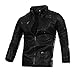 Produktbild Lederjacke Herren, DoraMe Männer Herbst Winter Motorrad PU-Leder Jacke Biker Outwear Warmen Mantel Reißverschluss Stehkragen Casual Strickjacke (Schwarz, L)