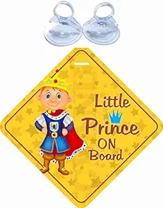 KREEPO Little Prince on Board Yellow Safety Warning Sticker for Driver, No Fade, Removable (Pack of 2) CV-58