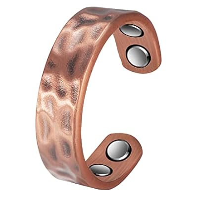 Vintage Hammered Design Copper Rings, Magnetic Rings for Women or Men (Men)