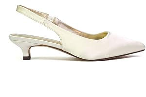 ESSEX GLAM Womens Kitten Heel Court Shoes Ladies Low Heel Slingback Sandals Pointed Closed Toe Party Bridal Evening Pumps Size 3-8