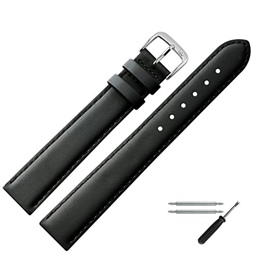 Uhrenarmband Leder 14mm XL schwarz mit Naht - Ersatzarmband in Übergröße, extra lang - inkl. Federstege & Werkzeug - Marburger Uhrenarmbänder seit 1945 - schwarz / silber Uhrenarmband Leder 14mm XL schwarz mit Naht - Ersatzarmband in Übergröße, extra lang - inkl. Federstege & Werkzeug - Marburger Uhrenarmbänder seit 1945 - schwarz / silber