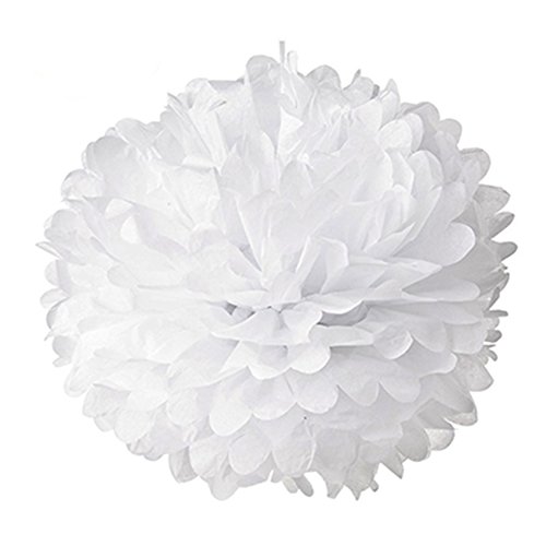 iShine 8er Set Seidenpapier PomPoms (Rote weiß Rosa Elfenbein) für Hochzeit Party Deko - 2