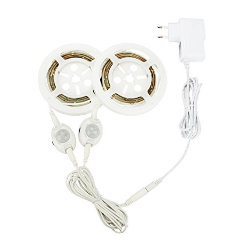 Bewegung aktiviert Bett Licht, ALED LIGHT Flexible LED Streifenlicht, Auto Ein/Aus Bewegungsmelder Nachttischlampe, Bewegung aktivierte LED-Lichtleiste (1.2M *2 Warmweiß) - 9