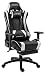 Produktbild DOWINX Gaming Stuhl Ergonomischer Büro Lehnstuhl für PC mit Massage Lordosenstütze, Racing Stil Sessel PU-Leder-E-Sport-Gamer Stühle mit ausziehbarem Fußraste (schwarz&weiß)