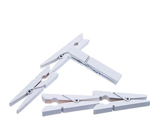 Souarts Mini Weiss Holz Klammer Clips 100St. - 4
