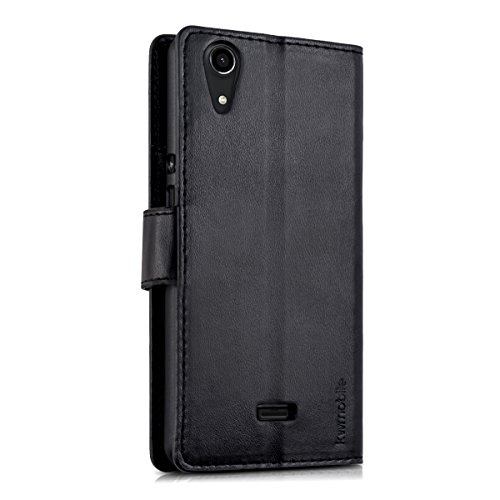 kwmobile Funda para Wiko Rainbow Lite - Wallet Case plegable de cuero sint  tico - Cover con tapa tarjetero y soporte en negro