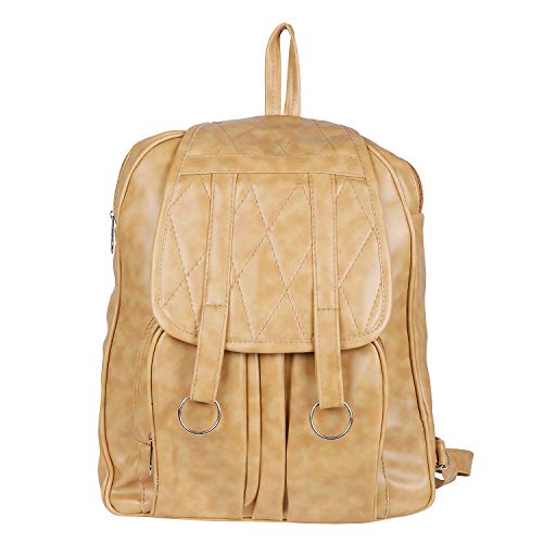 PRECIEUX Women's PU Leather Backpack (Beige)