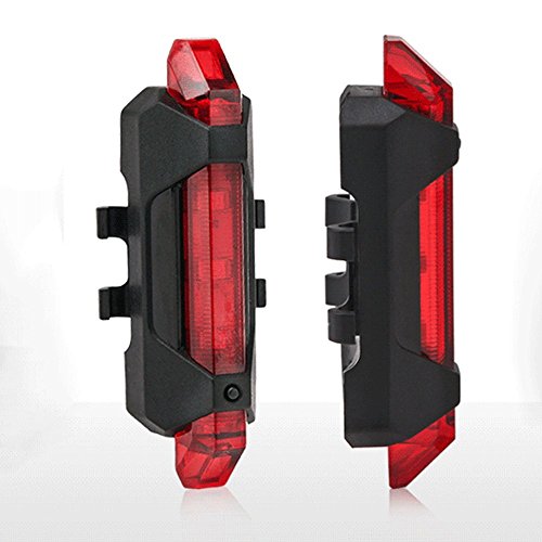 LED Fahrradlampe Aufladbar,PUGO TOP Rücklicht Wasserdicht 5 LED USB Fahrradlicht, Hinter Licht Fahrradbeleuchtung Sport Beleuchtung - 4