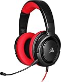 Corsair HS35 - Auriculares Stereo para Juegos (Membrana Neodimio de 50 mm, Micrófono Unidireccional Extraíble, Estructura Ligera, Compatible con PC, Xbox One, PS4, Nintendo Switch y Móviles) Rojo