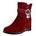 Produktbild Damen Winter Schuhe,Sunday Frauen Keilabsatz Reißverschluss Stiefel Warme Winterschuhe mit Plateau Casual Mittleres Schneestiefel Schwarz Rot