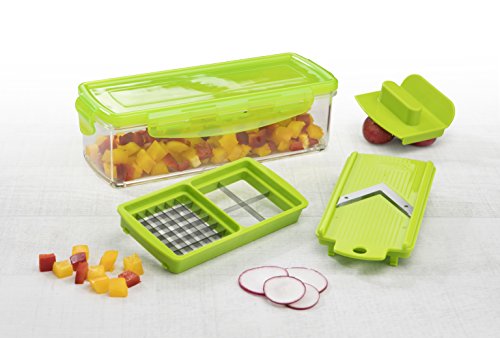Genius Nicer Dicer Smart | Kiwi-Grün | 13 Teile | Alles-Schneider | Schneiden | Hobeln | Schälen | Aufbewahren | Schneid-Gerät |TV-NEU - 3