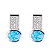 Produktbild OMZBM Sterling Silber Blau Opal Ohrringe Einzigartige Glänzende Simulierte Diamant Ohrstecker Schmuck Mädchen Birthstone Geschenk