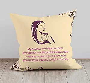 DreamVio Soft Fabric Cushion, Pillow for World's Best Mom,Pyari Mumma,Mummy,Gifts for Mom,Grandma on Birthday's & Mother's Day Color : Cream Size : 12 x 12 Inch Design 5