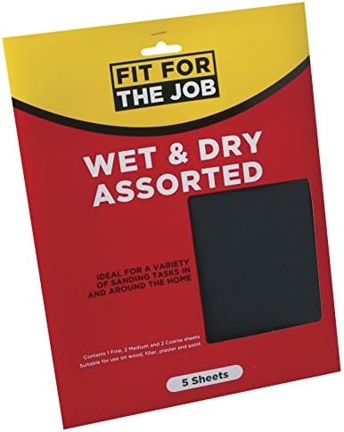 Fit For The Job 5 Large Sheets Assorted Grades Wet and Dry Abrasive Sandpaper for Sanding Wood, Furniture, Metal, Plaster For Home Improvement, Decorating, Automotive Sanding 11x9 inch (230x280mm)
