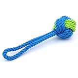 ThinkPet Hundespielzeug Gummi Baumwollseil Tug Knotenball Wurfball Gruen und Blau 7.8cm fuer groessere Hunde