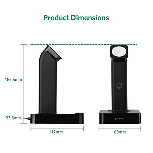 UGREEN Watch Ladestation Ladegeräte Ständer mit integriertem Magnet Charger Dock Kabel Kompatibel mit für Apple Watch Series 1 und Apple Watch Series 2 Schwarz - 8
