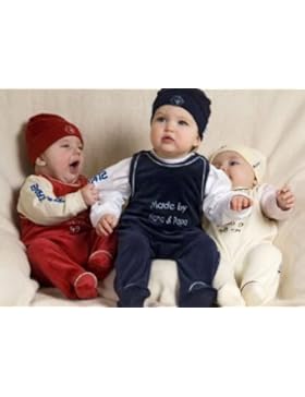 Baby Strampler / Babystrampler mit Name + Geburtsdaten bestickt - dunkelblau - für Jungen - only Boys + passende...