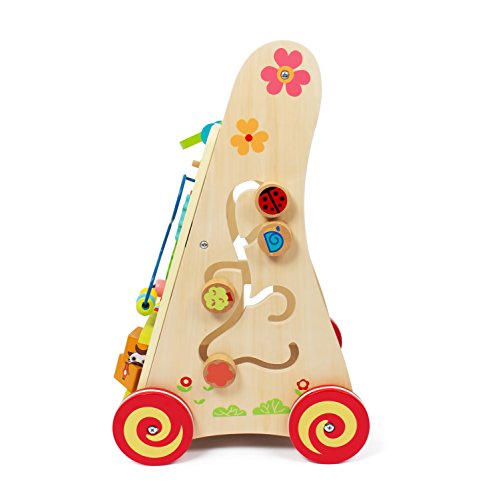 Kledio Kinder Activity Lauflernwagen aus Holz FSC® 100%, Baby Lauflernhilfe mit Bausteinen und vielen weiteren Funktionen, Laufwagen für Kinder ab 1 Jahr geeignet - 4