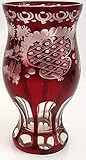 Egermann Glas Vase Pokal Oberstdorfer Glashütte Egermann Antik Kristall böhmisches Glas Vase Pokal Flächenschliff handgeschliffen Rubin rot, Sammlerstück, Höhe ca. 16 cm Öffnung ca 8 cm