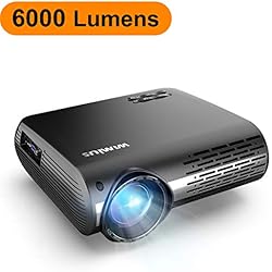 Vidéoprojecteur, WiMiUS 6000 Lumens Vidéo Projecteur Full HD 1920x1080P Natif Rétroprojecteur Supporte 4K Son Dolby avec Réglage Digital 70,000 Heures Projecteur LED Home Cinéma & Présentation PPT