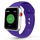 Iyou für Apple Watch Armband 38mm/42mm, Weiches Silikon Ersatzarmband Classic Sportarmband für iWatch Apple Watch Series 3/2/1, Edition, Nike + (42MM M/L, Lila)