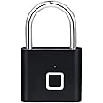 Beauenty Fingerprint Padlock, Fingerprint Waterproof Keyless Anti-Theft, Security Digital Lock Portable for Locker, Gym, Door, Luggage, Suitcase, Handbags, Wardrobes (Black)