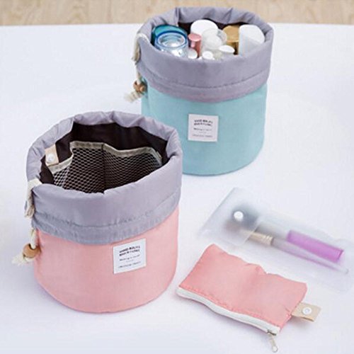 HOYOFO Large Capacity Waterproof Drawstring Cosmetic Travel Pouch Wash Bag Organizer Holder,Blue - 3