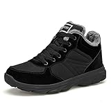  Axcone Hombre Mujer Botas de Nieve Invierno Aire Libre Trekking Zapatos Impermeable Antideslizante Calientes Botines Planas Negro 38EU