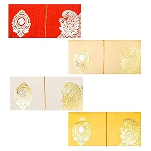 Minimal Affairs 50 Pcs Printed Paper Shagun Envelopes with Coin, Designer, Money Shagun Cash Envelopes for Weddings Birthdays Rakhi Gifting - Multicolor