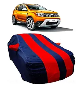 Ascension Water Resistant Car Body Cover for Renault Duster | Front and Back Elastic | Belt and Buckle|Triple Stitched |Red and Blue with Mirror Pockets