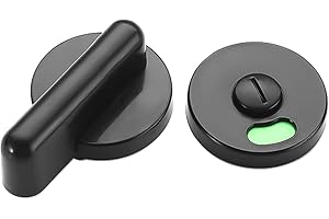 RANJIMA Serrure de porte de WC noire - Kit de rosaces de toilettes avec indicateur de reçu, bouton rotatif pour porte intérieure, salle de bain, porte de WC, poignée de porte