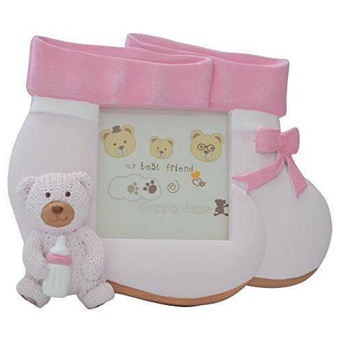Giftgarden 5x5 Bilderrahmen in Schuhsform ideal für Babysfotos rosa