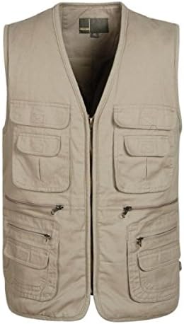 LAIDASHU Cotton Thicker Cotton Shoulderpads Men 's Multi - Pocket Pants,Beige-XXXL
