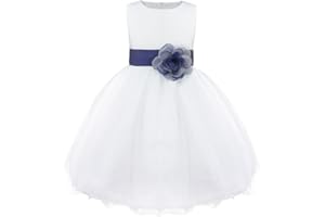 Freebily Vestito da Principessa Bambina Abiti da Damigella Ragazza Abito da Sera Lungo Vestito da Cerimonia Elegante Senza Maniche Gonna Lunga Tulle Festa di Compleanno