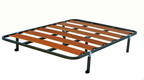 HOGAR 24 Somier Lama Ancha con Taco Anti-Ruido + Juego De 6 Patas Cuadradas con Ruedas De 26 Cm, Tubo 30x30, 135x190 cm