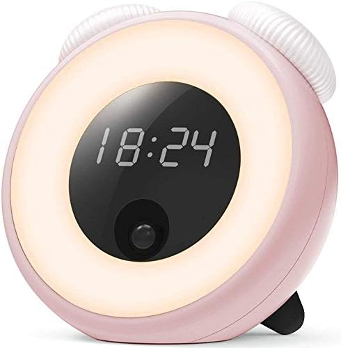 Sunrise Alarm Clock Wake Up Light Sunset Simulator Night Light,Snooze Function and Touch Sensitive Desk Alarm Clock Night Wake-Up Light for Home Office(Pink)