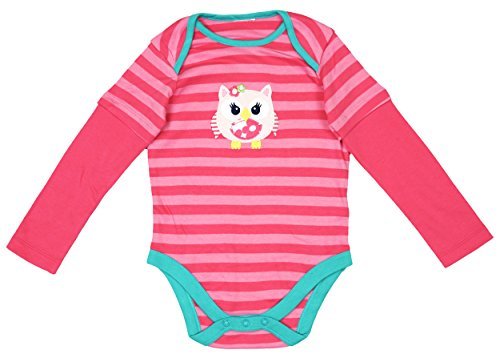 Girls Baby Cute Owl Motif Stripe Bodysuit Toddler Vest Top sizes from Newborn to 24 Months