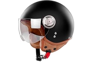 BOSERMEM Metà Aperto Faccia Casco del Motociclo Con Occhialoni ，Casco Modulare Scooter，L'anti-collisione protegge la sicurezza stradale degli utenti