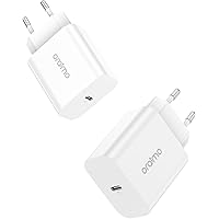 Oraimo 20W USB C Adapter [2-Pack], Schnellladen Ladegerät für iPhone 14/13/12/11 Pro Max, Mini, Pro XR, Stecker für Galaxy, P