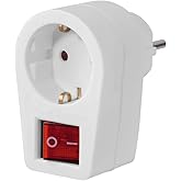Hama Steckdosenadapter (Schutzkontakt Stecker, Steckdosenadapter mit Schalter, Steckdosenadapter 1 Fach, Adapter, 2-poliger S