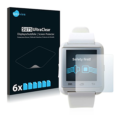 savvies Protector Pantalla Compatible con U Watch U8 (6 Unidades) Pelicula Ultra Transparente